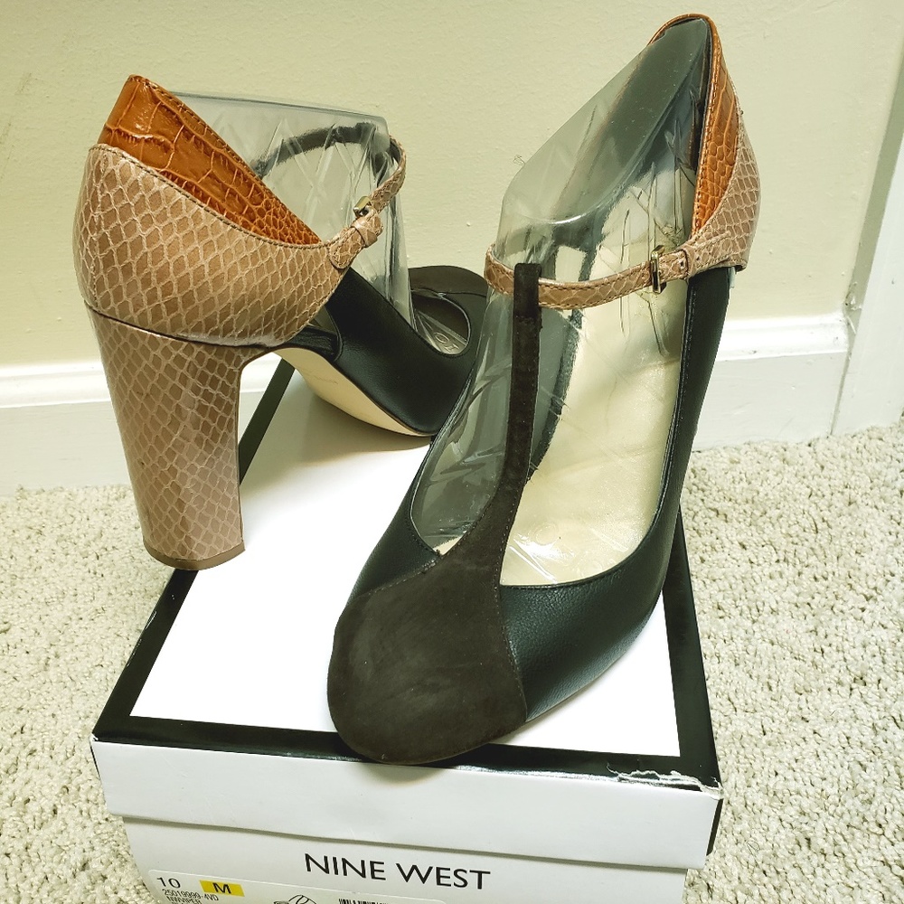 Nine West blk baby doll mules, size 10 nwot